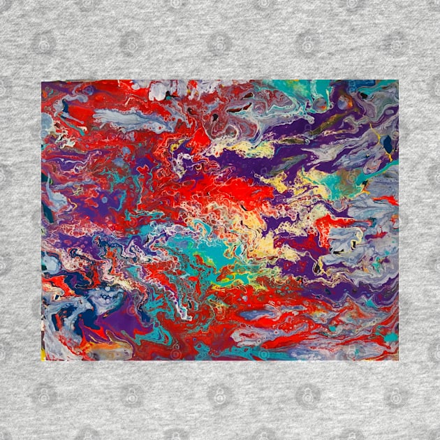 Go With the Flow - Paint Pour Art - Unique and Vibrant Modern Home Decor for enhancing the living room, bedroom, dorm room, office or interior. Digitally manipulated acrylic painting. by cherdoodles